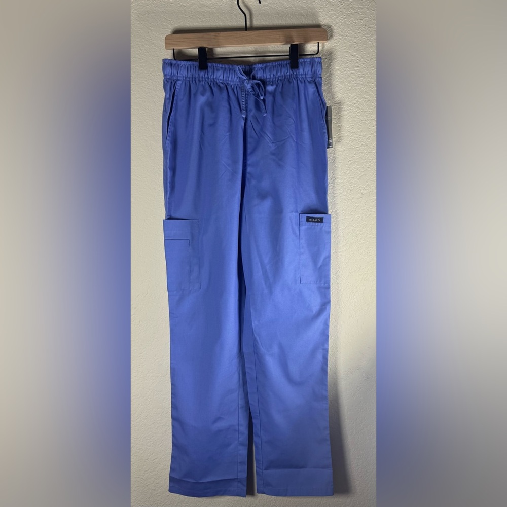Women’ Blue Cargo Scrub Pants with Drawstring Waist